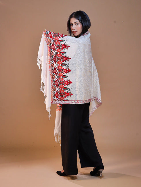 Women's Aari Embroidered Wool Stole
