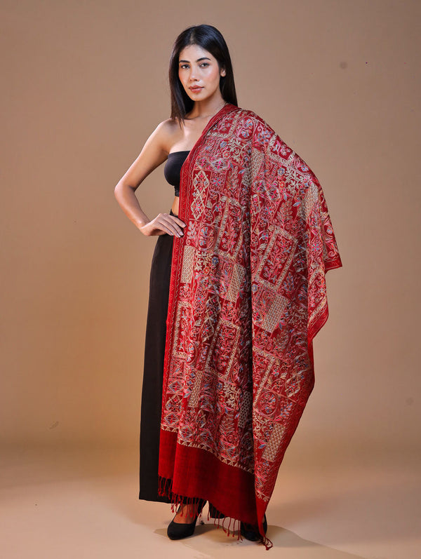 Women's Aari Embroidered Wool Stole