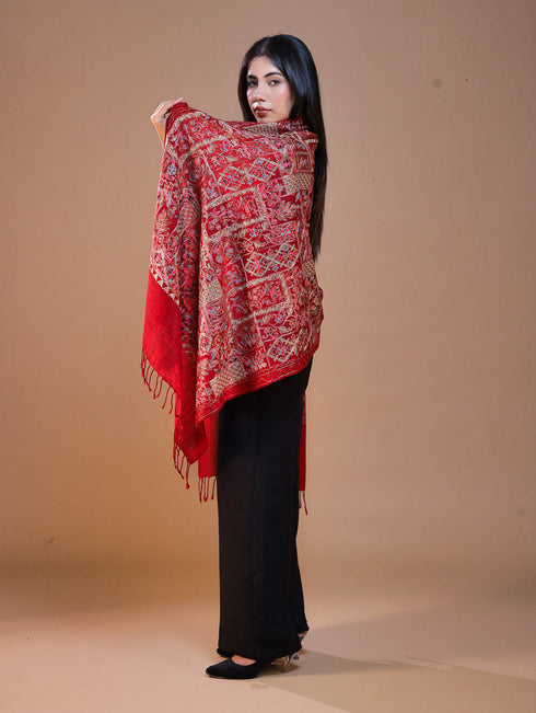 Women's Aari Embroidered Wool Stole