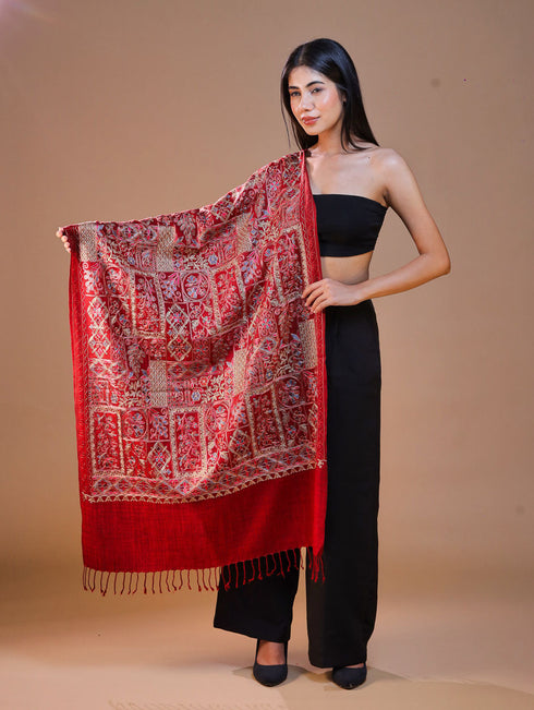 Women's Aari Embroidered Wool Stole