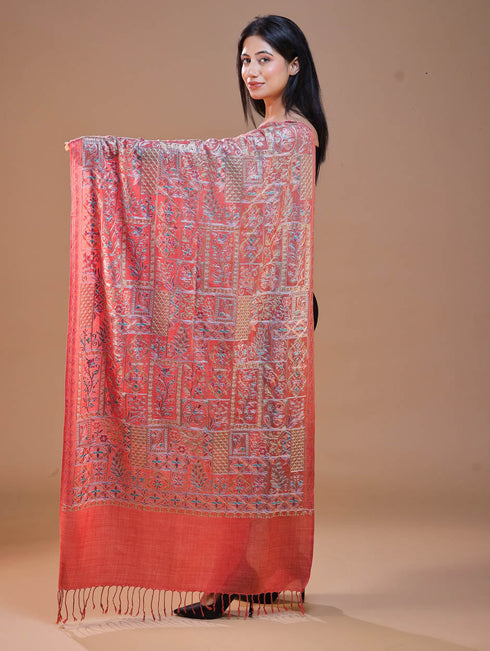Women's Aari Embroidered Wool Stole