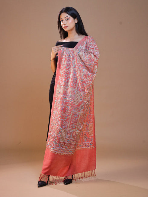 Women's Aari Embroidered Wool Stole