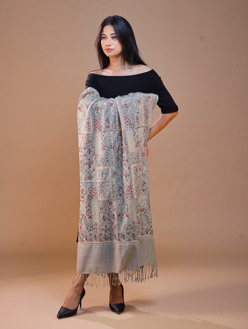 Women's Aari Embroidered Wool Stole