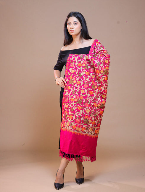 Women's Aari Embroidered Wool Stole