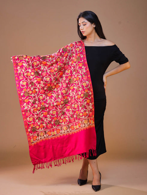 Women's Aari Embroidered Wool Stole