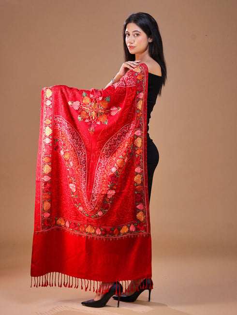 Women's Aari Embroidered Wool Stole