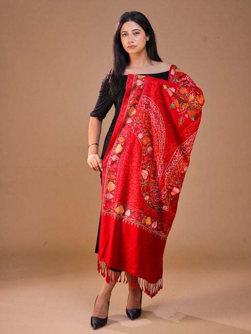Women's Aari Embroidered Wool Stole