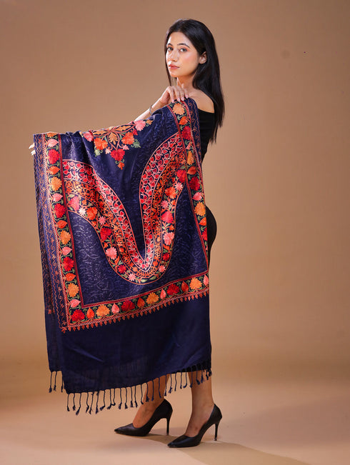 Women's Aari Embroidered Wool Stole
