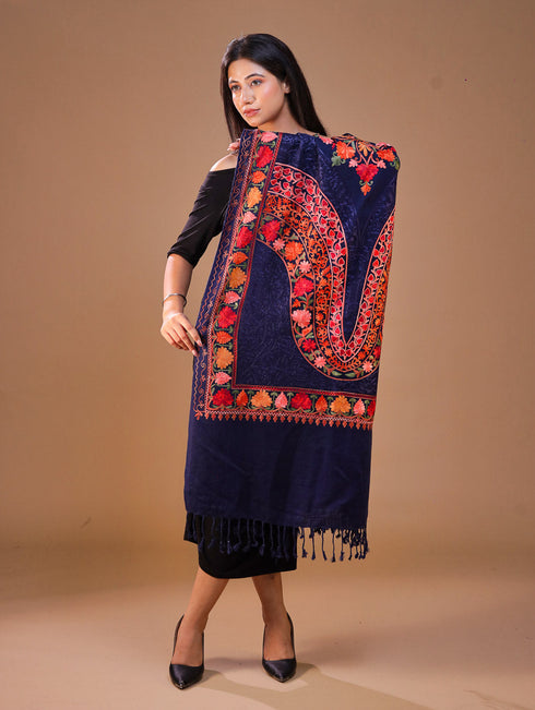 Women's Aari Embroidered Wool Stole