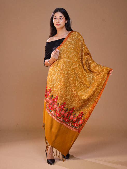 Women's Aari Embroidered Wool Stole