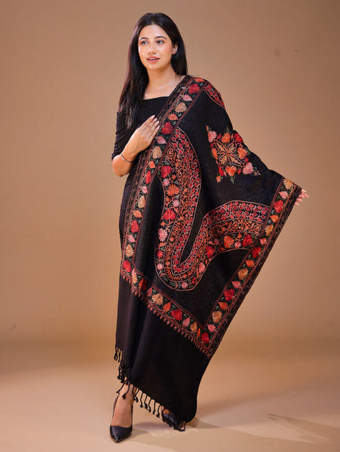 Women's Aari Embroidered Wool Stole