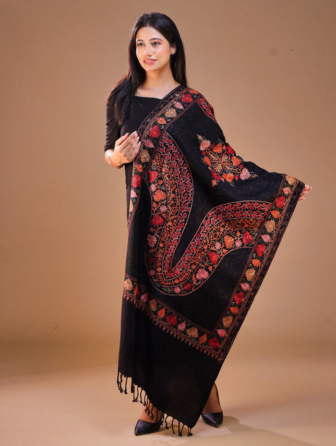Women's Aari Embroidered Wool Stole