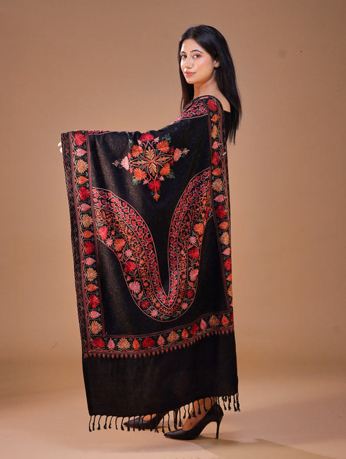 Women's Aari Embroidered Wool Stole