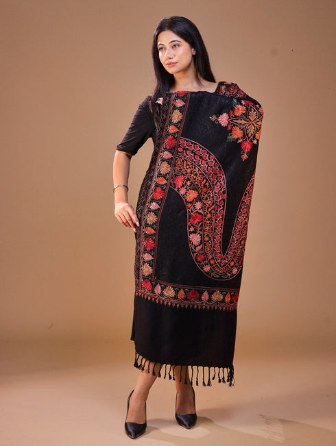 Women's Aari Embroidered Wool Stole
