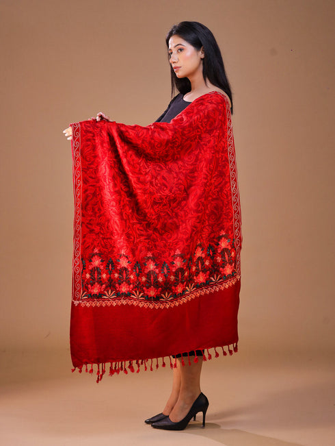 Women's Aari Embroidered Wool Stole