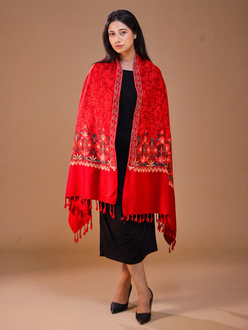 Women's Aari Embroidered Wool Stole