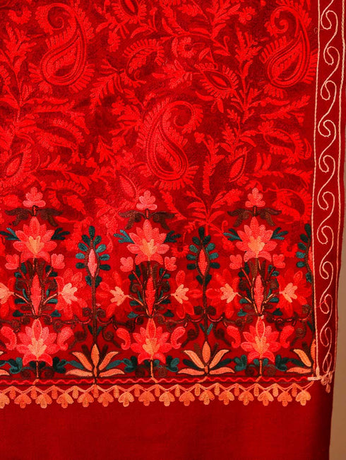 Women's Aari Embroidered Wool Stole