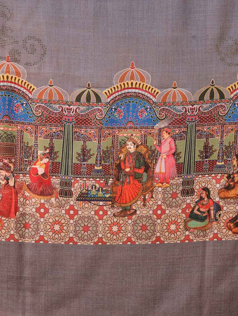 Women's Darbar Printed Wool Shawl with Swarovski Work