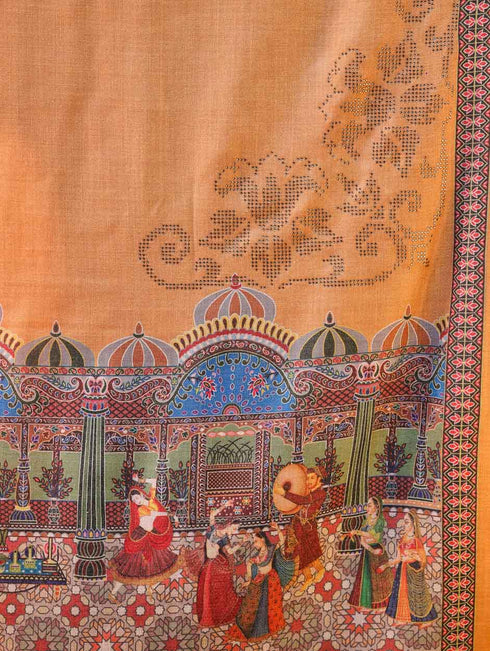 Women's Darbar Printed Wool Shawl with Swarovski Work