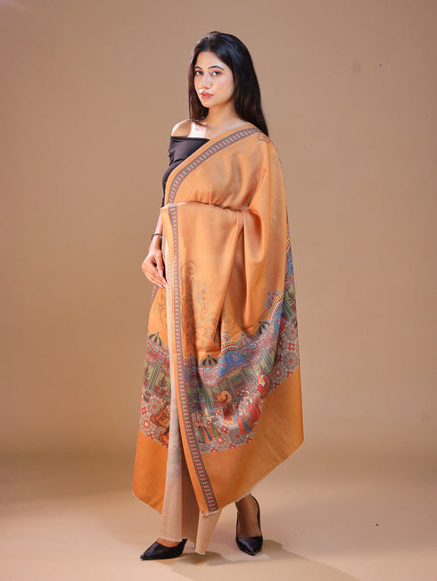 Women's Darbar Printed Wool Shawl with Swarovski Work