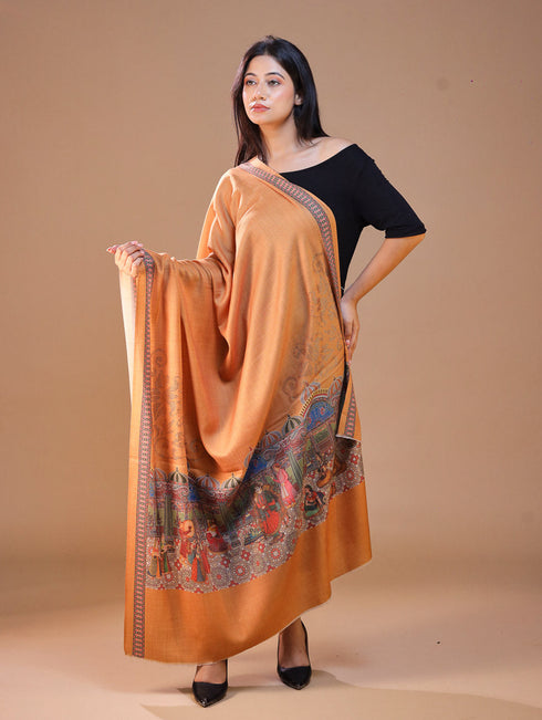 Women's Darbar Printed Wool Shawl with Swarovski Work