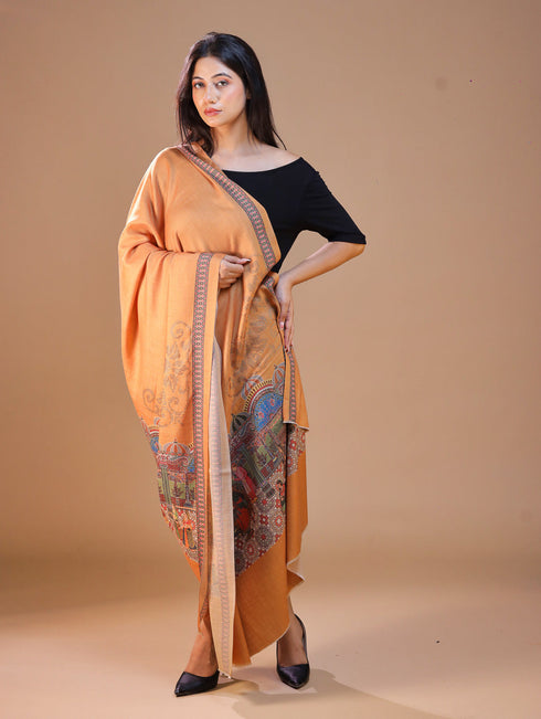 Women's Darbar Printed Wool Shawl with Swarovski Work