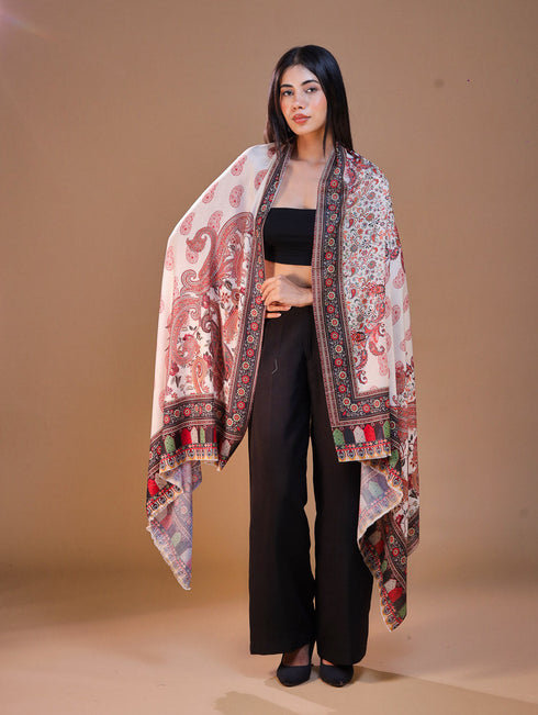 Women's Printed Floral Wool Shawl