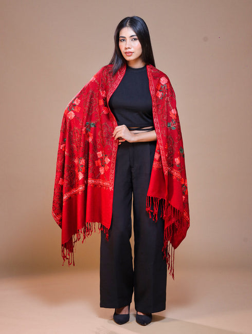Women's Aari Embroidered Wool Stole