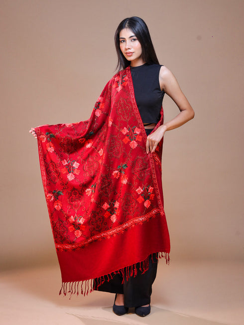 Women's Aari Embroidered Wool Stole