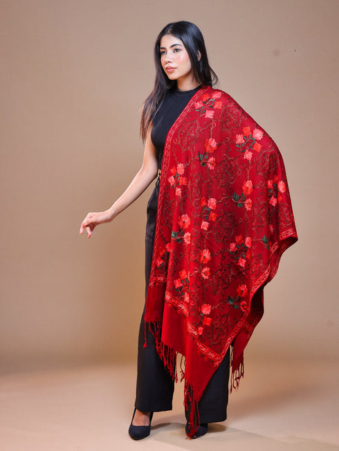 Women's Aari Embroidered Wool Stole