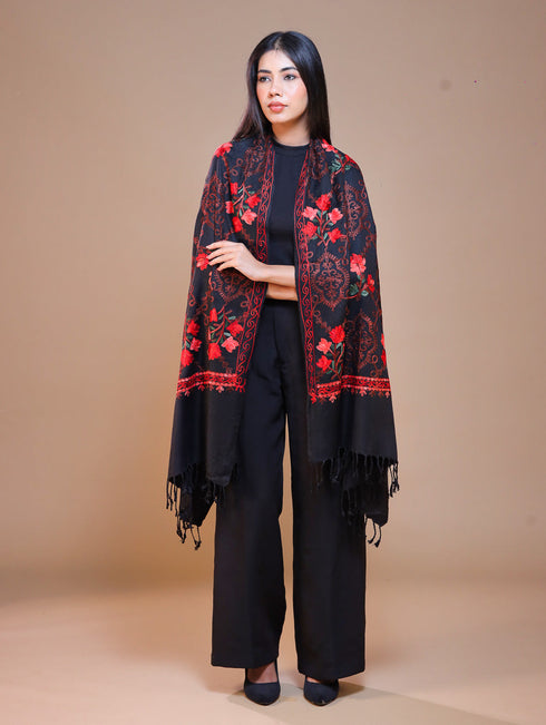 Women's Aari Embroidered Wool Stole