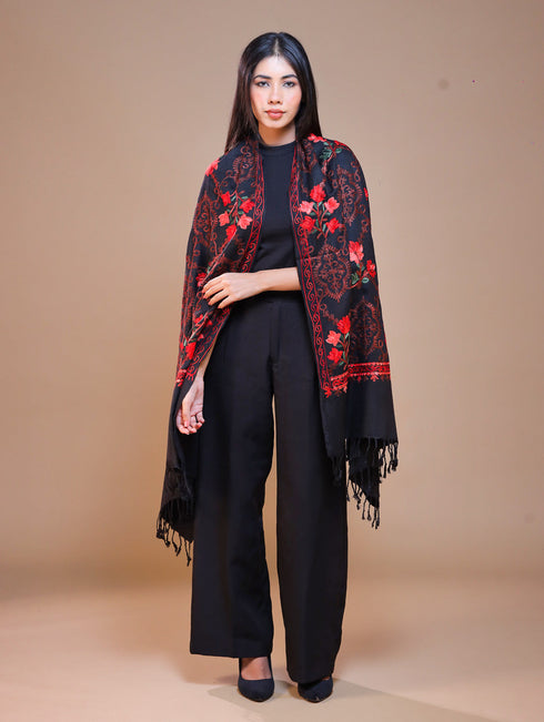 Women's Aari Embroidered Wool Stole