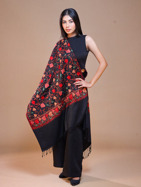 Women's Aari Embroidered Wool Stole