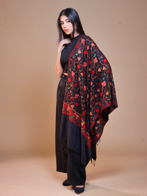 Women's Aari Embroidered Wool Stole