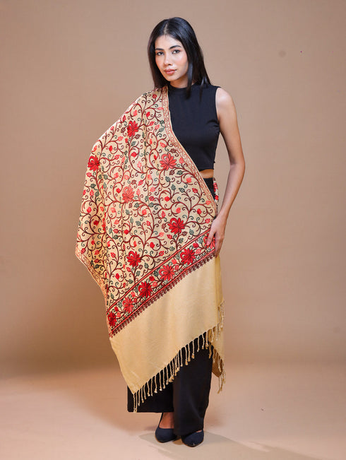 Women's Aari Embroidered Wool Stole