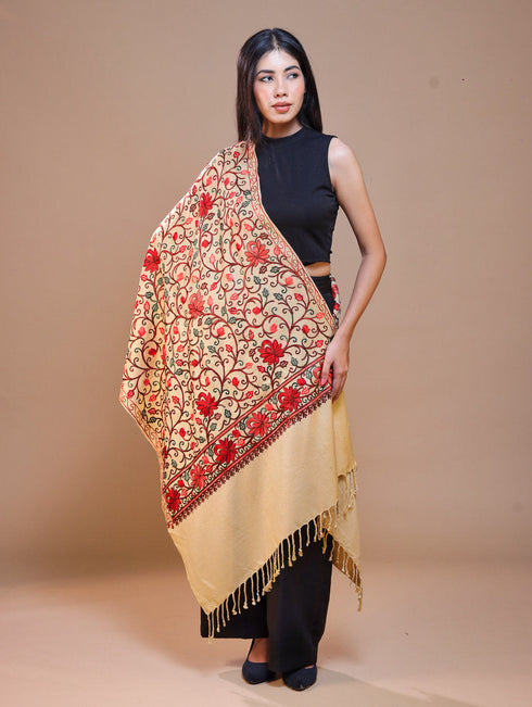 Women's Aari Embroidered Wool Stole