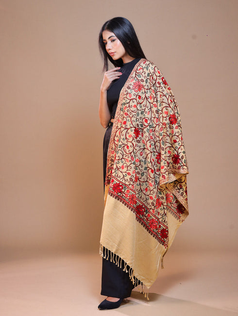 Women's Aari Embroidered Wool Stole