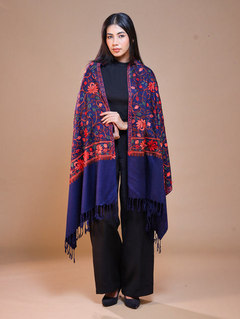 Women's Aari Embroidered Wool Stole