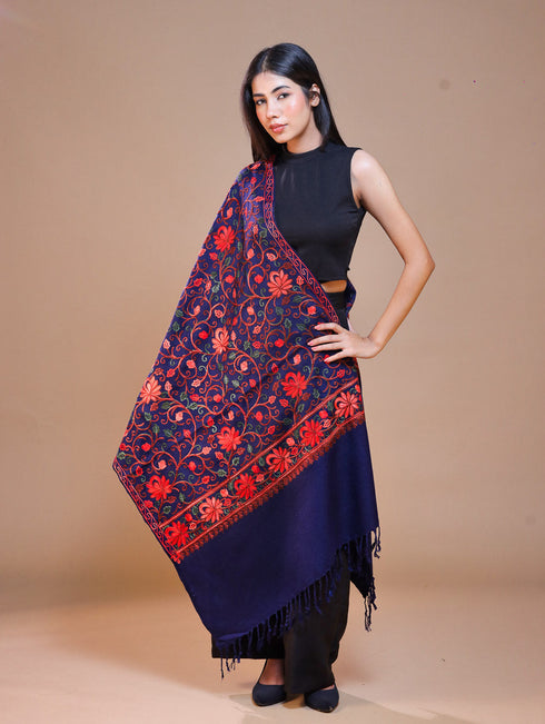 Women's Aari Embroidered Wool Stole