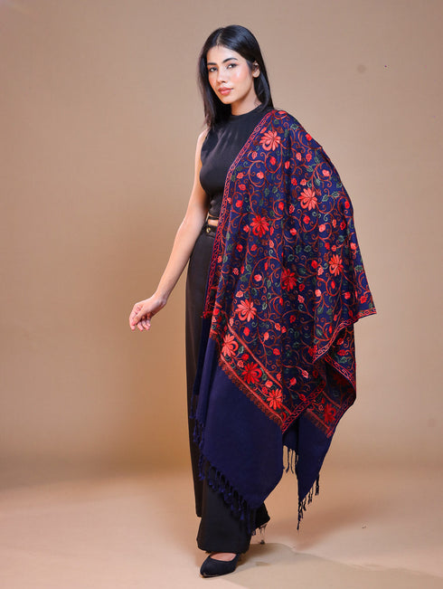 Women's Aari Embroidered Wool Stole