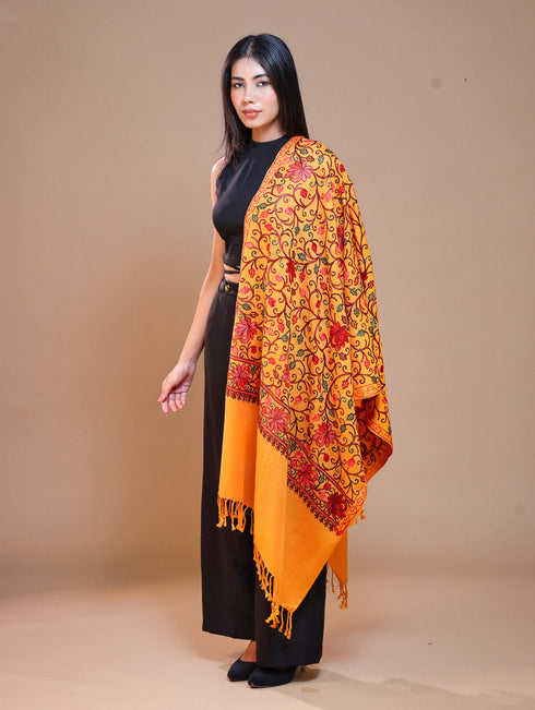Women's Aari Embroidered Wool Stole