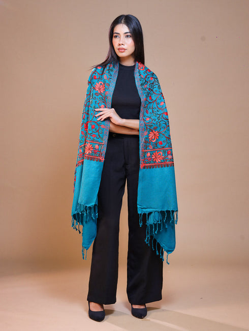 Women's Aari Embroidered Wool Stole
