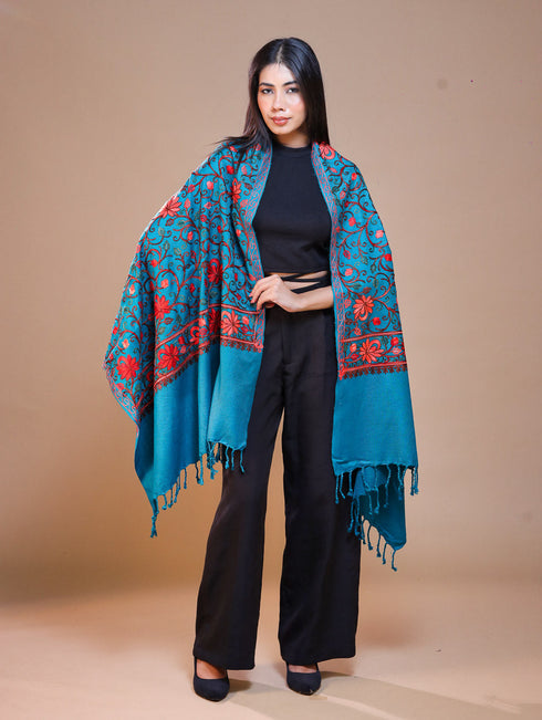Women's Aari Embroidered Wool Stole