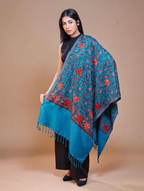 Women's Aari Embroidered Wool Stole
