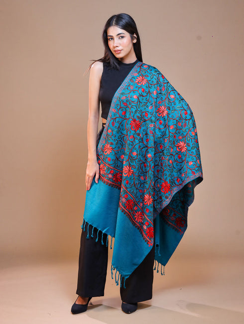 Women's Aari Embroidered Wool Stole
