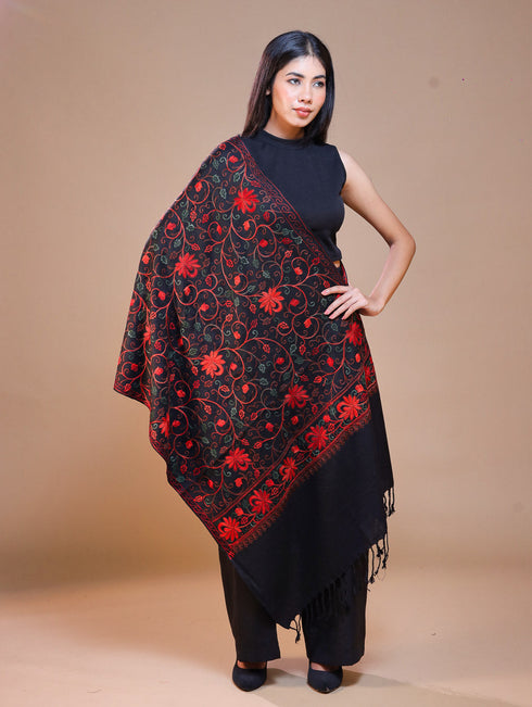 Women's Aari Embroidered Wool Stole