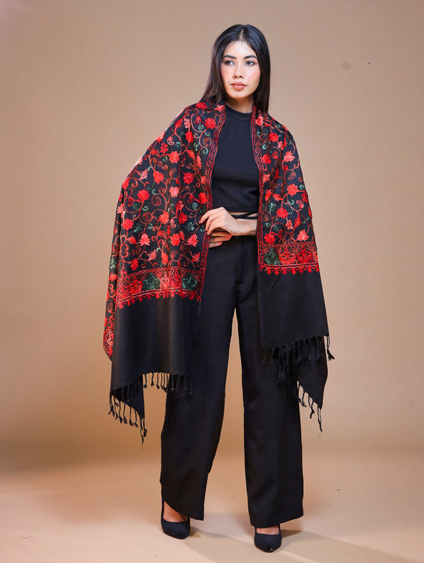 Women's Aari Embroidered Wool Stole