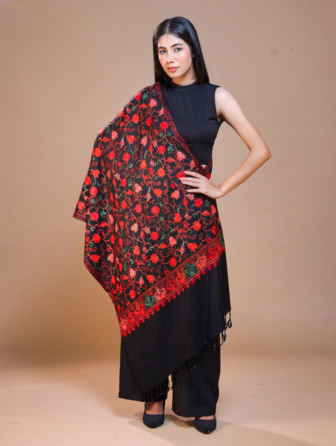 Women's Aari Embroidered Wool Stole