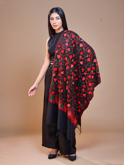 Women's Aari Embroidered Wool Stole