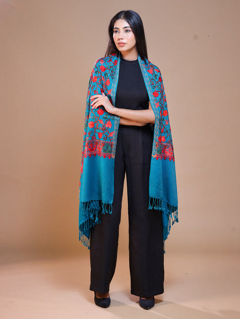 Women's Aari Embroidered Wool Stole